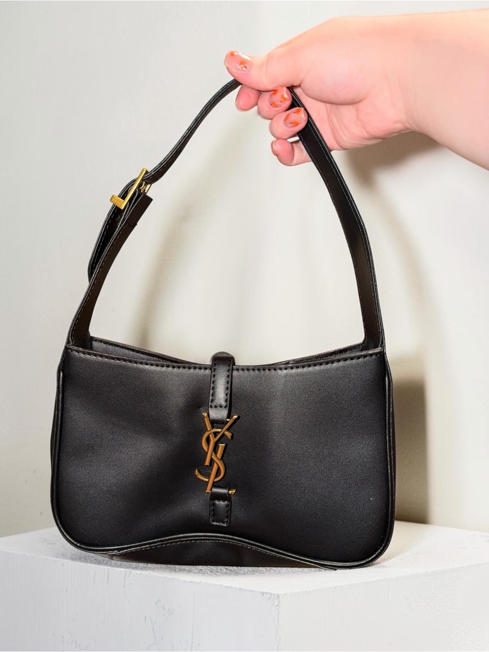 Black Leather Handbag with Tan Suede Interior-Dust bag included